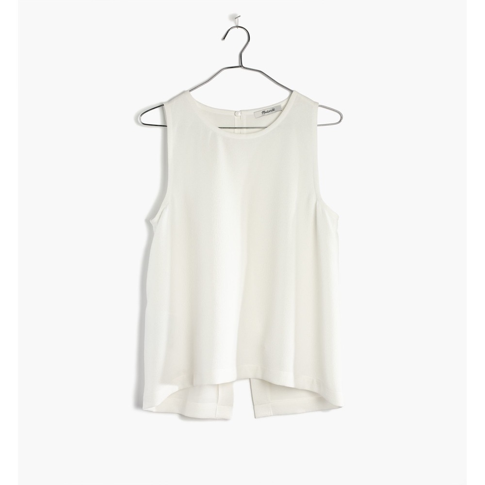 Madewell Split-Back White Sleeveless Tank Top